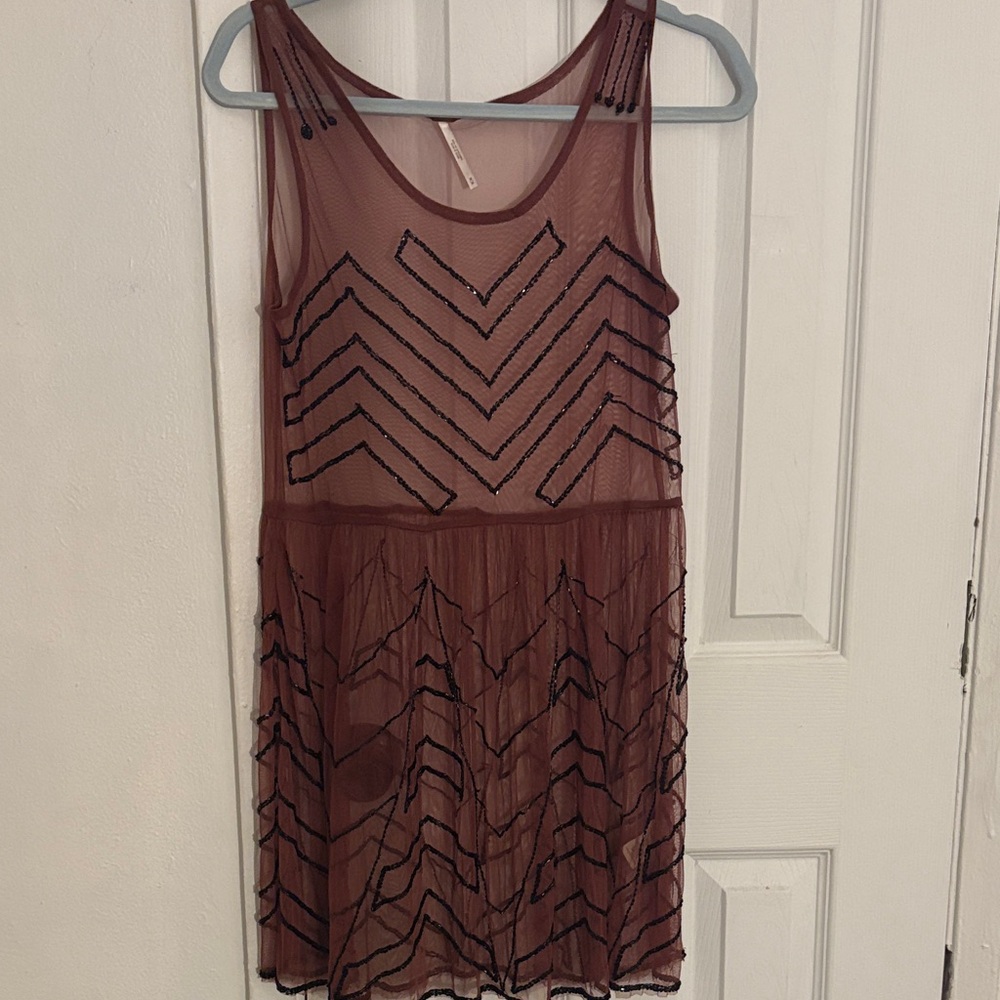 Free People Sheer Brown Midi Dress